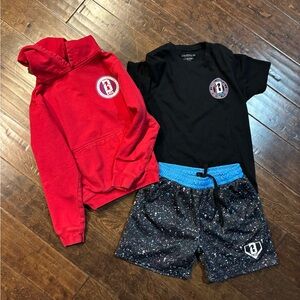 YM Baseball Lifestyle 101 Splatter collection sweatshirt, tshirt, shorts